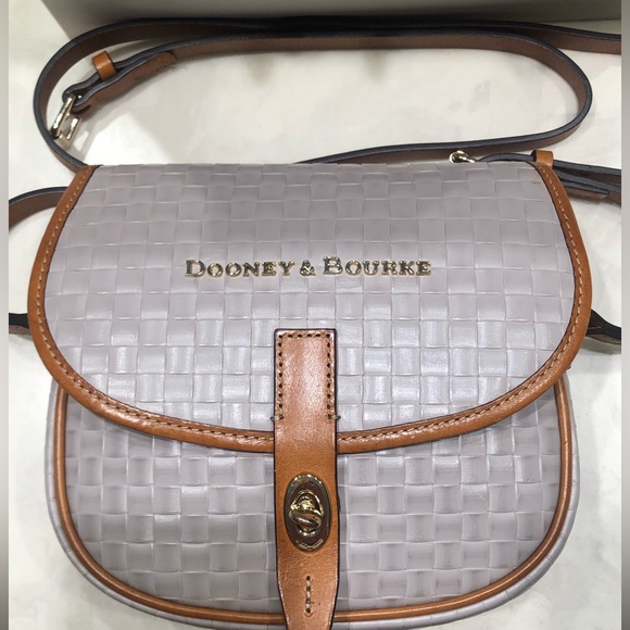 Dooney & Bourke Handbags - DOONEY & BOURKE  Shoulder/Crossbody Bag. Taupe Woven Saffiano Leather